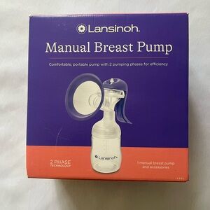 Lansinoh Manual Breast Pump 2-Phase Technology - Like New, Box Damaged